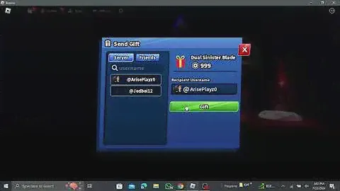 Gifting my friend arise dual sinister blade in blade ball! (worth 999 robux)