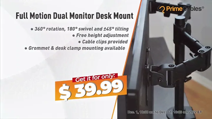 Full Motion Dual Monitor Desk Mount for 13"-27" Monitors - PrimeCables®