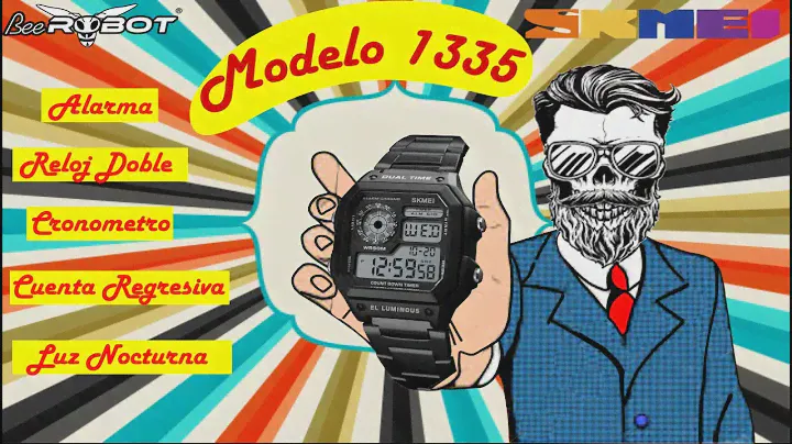 Skmei 1335 español - Manual- Tutorial - Configuración de alarma, Cronometro, Doble Reloj Integrado.