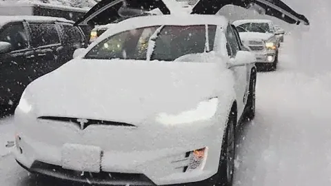 Зарядка Tesla model X Dual motor в -16 мороза