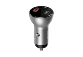 Мощная зарядка в прикуриватель USB + Type-C 45W Baseus Dual Quick Charger серебристая CCBX-C0S