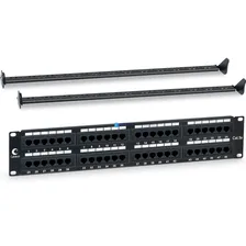 Патч-панель PL-48-Cat.5e-Dual IDC 19' (2U), 48 портов RJ-45, категория 5e, Dual IDC, с задним кабельным организатором (PL-48-Cat.5e-Dual) 7001c Cabeus