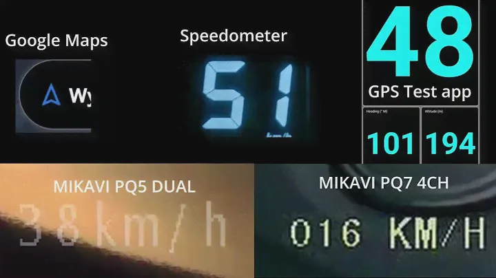 Kamery samochodowe  -  porównanie wskazań prędkości -  MIKAVI PQ5 DUAL  &   MIKAVI PQ7 4CH
