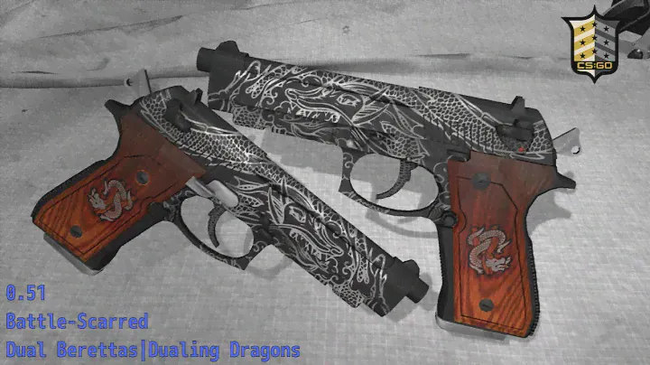 Dual Berettas Dualing Dragons - Skin Wear Preview