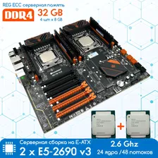 Комплект HUANANZHI X99 DUAL-F8D PLUS 2011-3 + 2 х XEON E5 2690 v3 2.6 ГГц + 64 Гб DDR4 RegECC