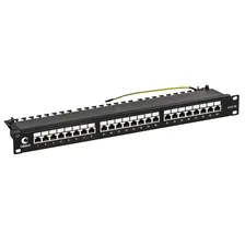 Cabeus PL-24-Cat.5e-SH-Krone IDC Патч-панель 19"(1U), 24 порта RJ-45 полностью экранированная, категория 5e, Dual IDC