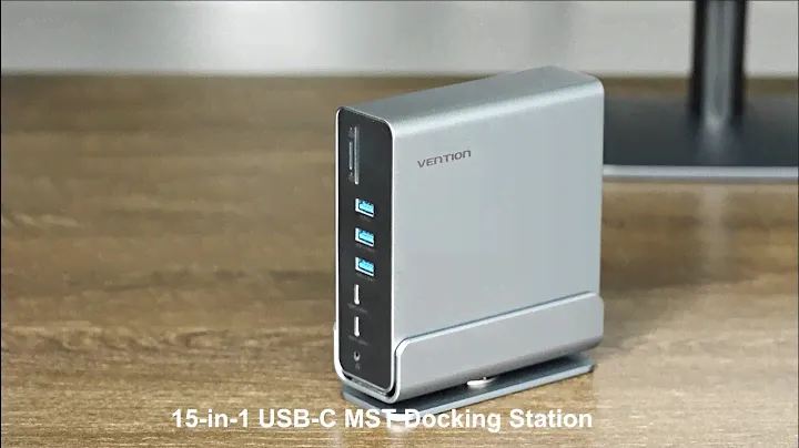 15-in-1 USB-C MST Docking Station Gray Vertical Aluminum Alloy Type TPU
