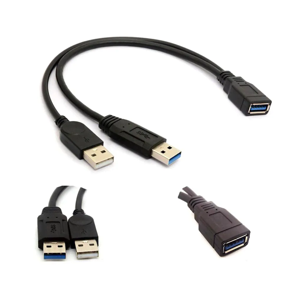 Удлинительный кабель-разветвитель USB 3.0 Female to Dual USB Male Extra Power Data Y-4