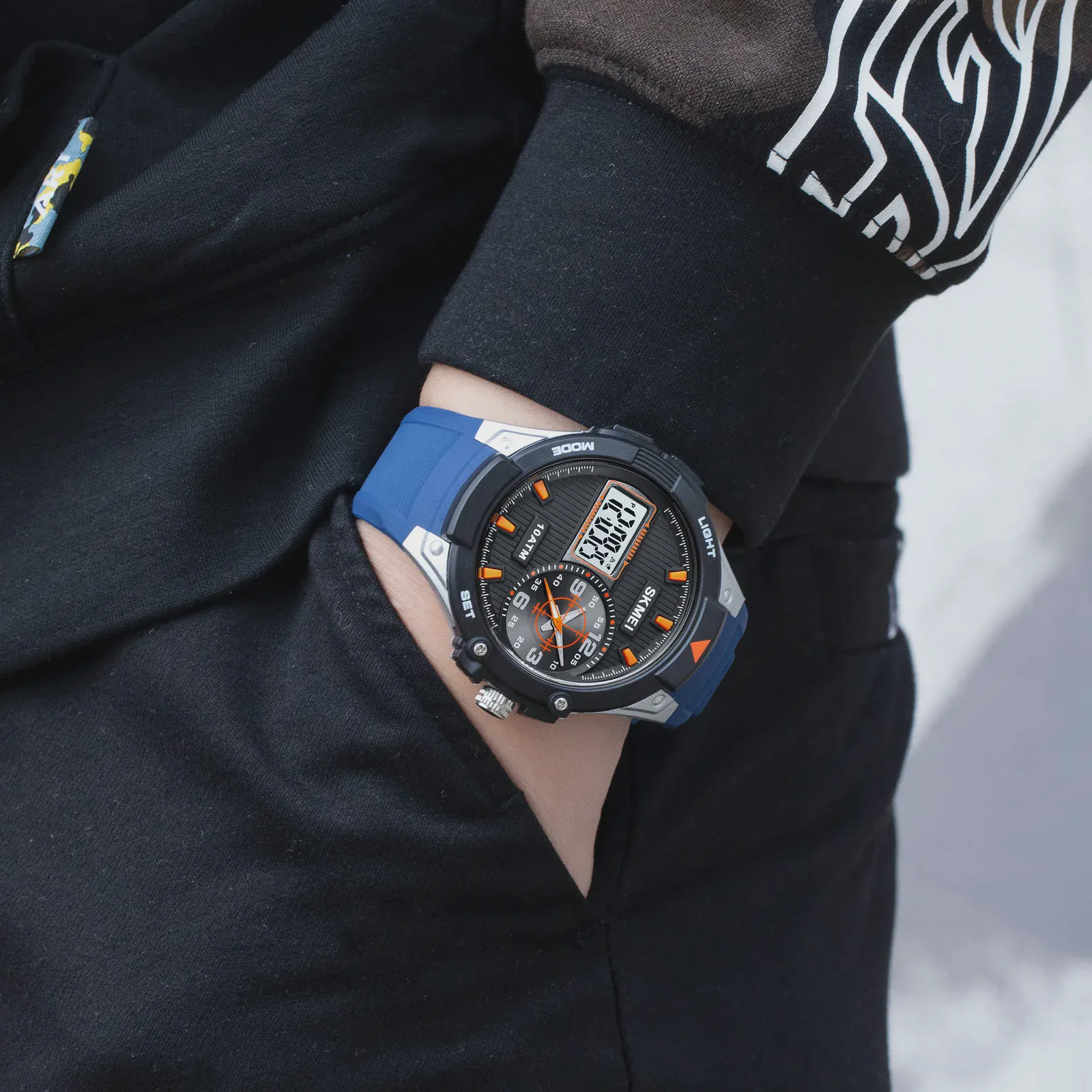 SKMEI Dual Time 10ATM водонепроницаемые часы с большим циферблатом для мужчин Топ бренд силиконовый ремешок цифровые кварцевые наручные часы Relogio ... (art.: 3920b72556189)-3