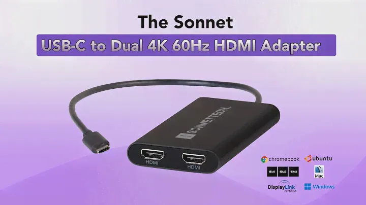Sonnet USB-C to Dual 4K 60Hz HDMI Adapter
